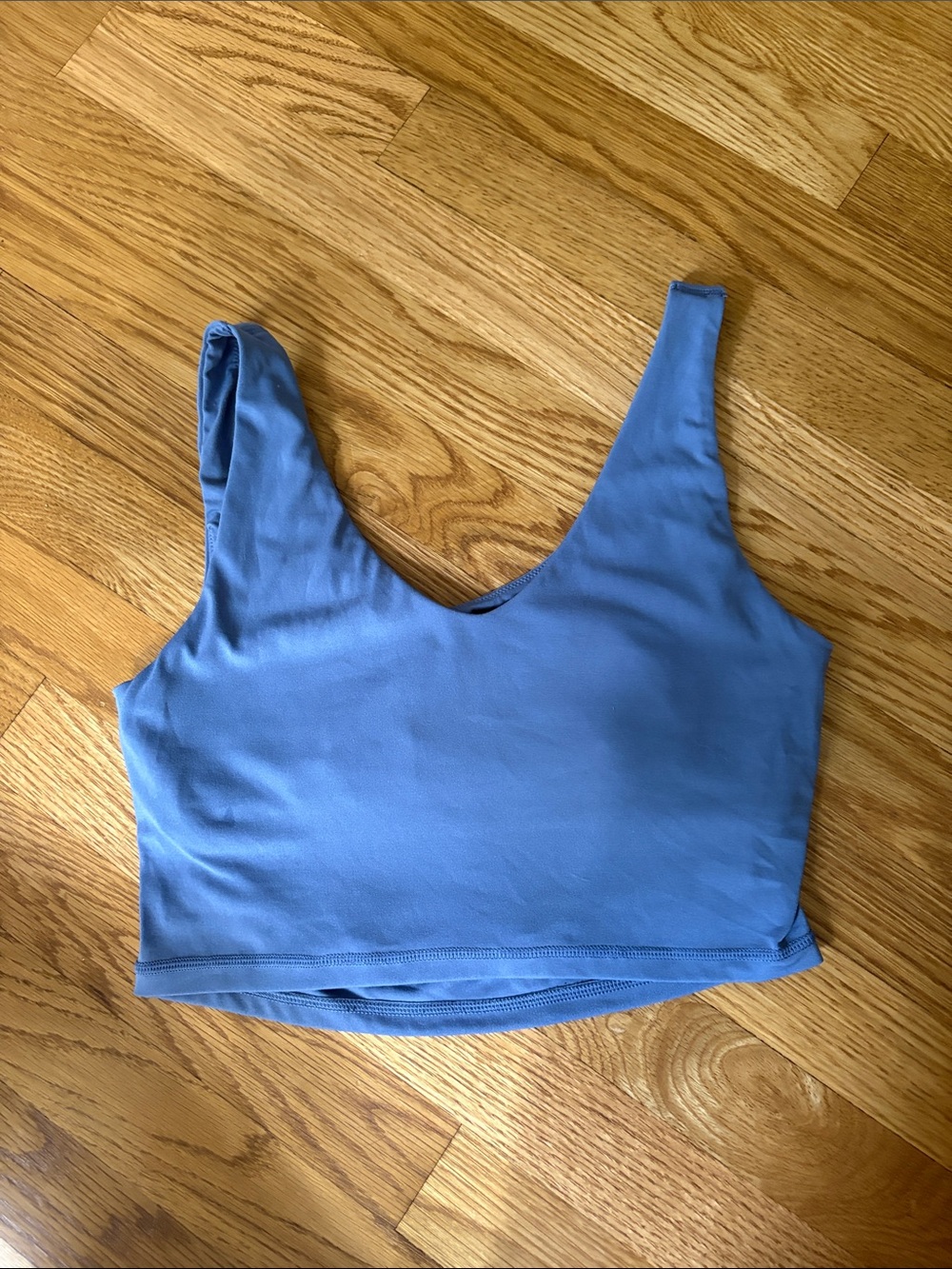 Muted Blue Scoop Neck Athletic Bra